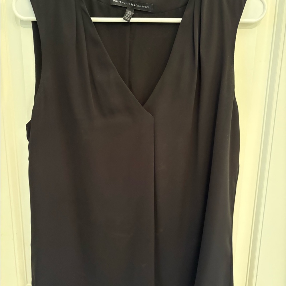White House Black Market V-Neck Black Blouse